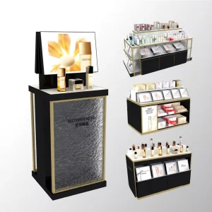 Skincare Store Fixtures LED Lighting Space Saving Cosmetic Shop Furniture for Compact Stores Table