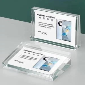 Slant Back Acrylic Sign Holder Beveled Full Screen Advertising Acrylic Table Card Price Display Frame