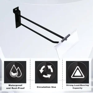Slatwall Hanging Hooks with Price Tag Holder for Retail Stores & Supermarket