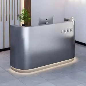 Sleek White Lacquer Reception Desk Custom Modern Office Front Counter Beauty Salon Cashier Stand Hotel Lobby Bar Table
