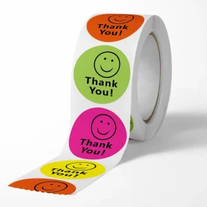Small Business Waterproof PVC PET Vinyl ‘Thank You’ Sticker Custom Logo Printed Glossy Sticky Self Adhesive Kraft Hot Stamping