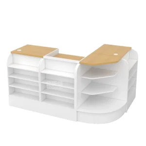 Small Free Combination Store Reception Table White Wooden Exclusive Convenience Shop Cashier Supermarket Checkout Counter