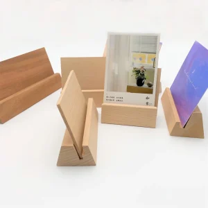 Small Polished Wood Frame Stand Table Sign Price Tag Label Display Paper Card Holders