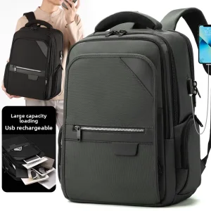 Smart Modern Anti theft 15.6 Inch Polyester Business Casual Laptop Backpack USB Port Luggage Strap for Office