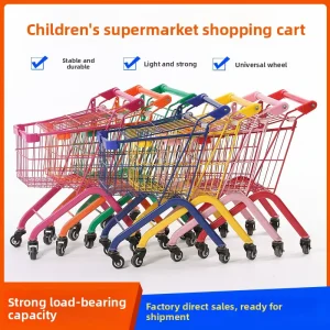 Snack Shop Supermarket Trolley with Thickened Metal Frame Painted for Durability Children’s Supermarket Shopping Cart