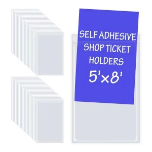 Soft PVC 5×8 Inch Pockets Index Self Adhesive Sticky Price Label Tag Shop Ticket Permit Card Holder