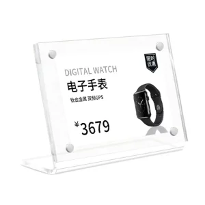 Solid L Shaped Strong Magnetic Price Tag Desk Holder Acrylic Sign Label Display Stand Photo Frame