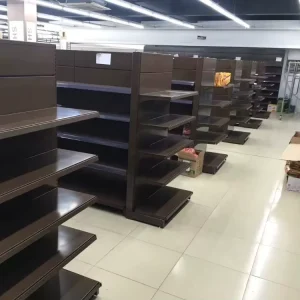 Solid Metal Supermarket Shelves Rack Black Gondola Shelving