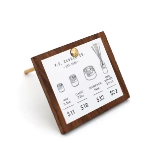 Solid Walnut Wood Business Card Holder Engraved Design Store Price Tag Restaurant Menu Clip Display Stand Label Clip Memo Board