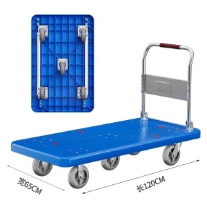 Source Factory Products 150kg Four-Wheel Lockable Foldable Hand Truck Hand Trolley Nylon Platform Cart OEM Storage Tools