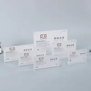 Source Manufacturer Strong Magnetic Acrylic T Shape Sign Holder Double Sided Tabletop Price Sign Display for Shop Supermarket
