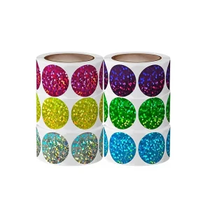 Spot Laser Self adhesive Coated Paper Round Label Roll Color Sticker Gift Commodity Decoration Envelope Seal