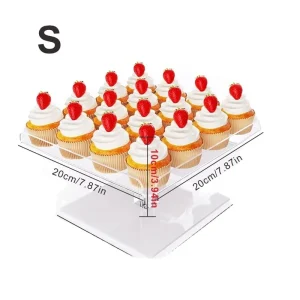 Square Acrylic Cake Display Stand, Custom Size Multi Layer Dessert Rack, for Global Catering Brand Partners