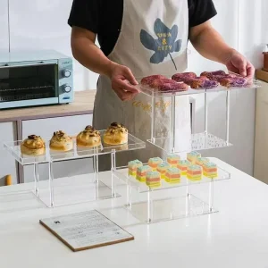 Square Multi layer Acrylic Cake Stand 3 Tier Dessert Display Rack for Wedding