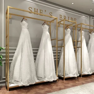 Stainless Steel Bridal Store Display Rack Gold Clothing Racks Wedding Dress Clothes Display Stand