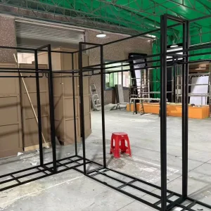 Stainless Steel Display Cabinet LED Aluminum Display Shelves Rack for Retail Boutique Store for Clothing Shoe Bag Storage