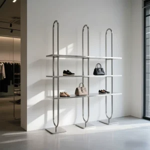 Stainless Steel Floor Shoe Rack Display Stand for Clothing Store Bag Accessory and Shoe Display Rack Multi level Storage Rack