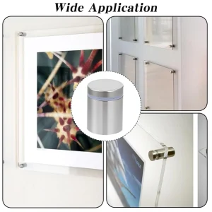 Stainless Steel Glass Mirror Acrylic Frame Black Gold Silver Advertising Sign Mounting Holder Standoff Screw Nail Hanging GLK