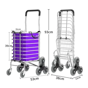 Stair Climbing Shopping Cart Sport Shopping Grocery Rolling Folding Laundry Basket on Wheels Utility Trolley OEM 40KG