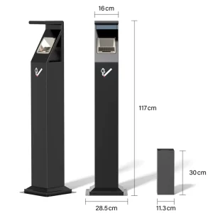 Standing Ash Bin Heavy Duty Stainless Steel Smoke Ash Bucket with Self Extinguishing Butt Collector for Public Smoking Zones