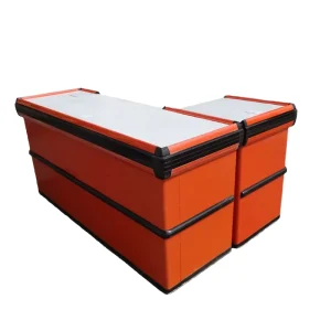 Steel Checkout Counter Supermarket Cashier Table With Powder Coating Finish for Supermarket
