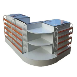 Steel Convenience Store Checkout Counter for Retail Shop and Supermarket Equipment