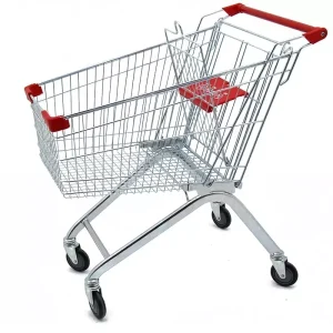 Steel Grocery Supermarket Shopping Trolley Cart with Customer Logo