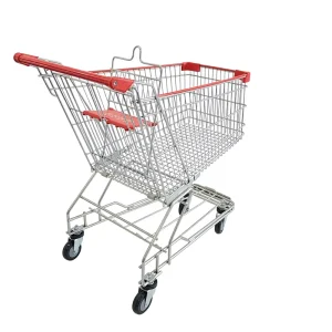 Steel Hand Push Supermarket Shopping Trolley Grocery Cart with Swivel Wheels