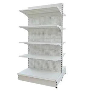 Steel Heavy Duty Pre Assembled Double Sided 4 Shelf Retail Store Display Rack 120 150kg Capacity Food Gondola Shelves Grocery