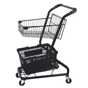 Steel Unfolding Platform Shopping Cart Trolley Durable Lightweight Design 4″ PVC PU Wheels 630x430x920mm