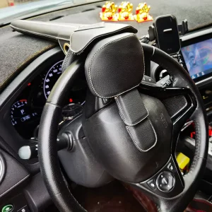 Steel Universal Adjustable Anti-theft Key Operated Steering Wheel Lock Genuine Leather Surface