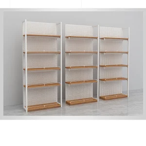 Steel Wood Four Pillar Multi Functional Display Stand for Supermarkets Snack Stores for Snacks Maternal Infant Products