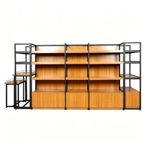 Steel and Wood Shelving Rack for Boutique Shops Retailing
