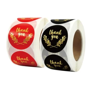 Stock Whole sale High grade Sealing Thank You Gold Foil Sticker Box Sealing Sticker Paper Bags Packaging Label