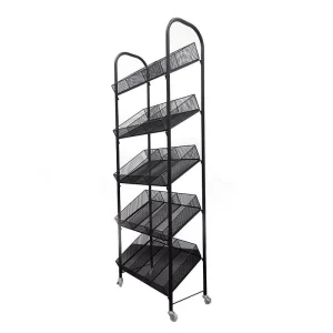 Store Display Rack Metal 5 Tier Solid Shelf Eco-Friendly Quick Installation Retail Display Racks Wheels Supermarket Commercial