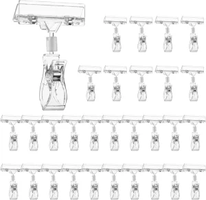 Store Display Sign Holder Clips Price Sign Clothing Rack Rotatable Retail Display Clear Sign Clips for Merchandise Display