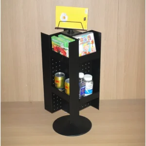 Store Merchandise Presentation Steel Pegboard Rack Promotion Pop Metal Spinning Retail Display Counter Promotion Stand