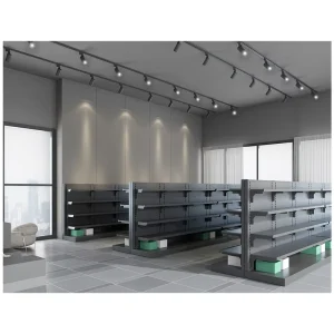Store Shelving Design Metal Black Single Side Supermarket Shelves Gondola for Retail Shop