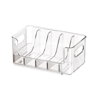 Striped Transparent Extendable Desktop Storage Box Removable Divider CD Record Makeup Adjustable Partition Organizer Box