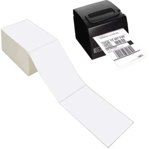 Strong Adhesive Waterproof Glossy Lamination White Express Barcode Fan Fold Thermal Shipping Labels 4X6 Sticker