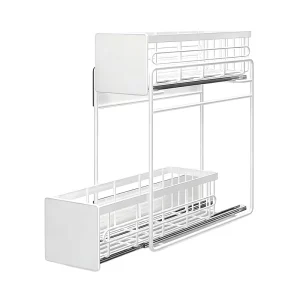 Strong Magnetic Double Tier Pull Out Rack Easy Install Movable Fridge Spice Organizer for Kitchen