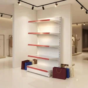 Strong and Stable Iron Supermarket Gondola Rack Shelf with Light Duty Solid Structure for Grocery and Store Shelving