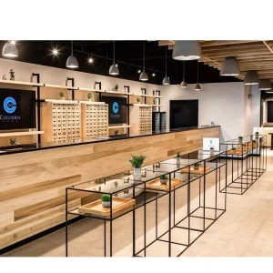 Stylish Smoking Shop Showcase Checkout Counter Tobacco Shop LED Wall Dispensary Furniture for Smoke Shop