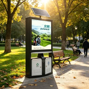 SunFlex Outdoor Solar Powered Smart Fruit Peeling Bin Stainless Steel Sensor ISO9001 Waterproof Advertising Use Waste