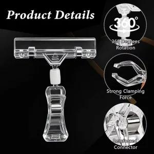 Supermarket Adjustable Plastic Pop Clip Hanging Label Holder Clip For Price Display
