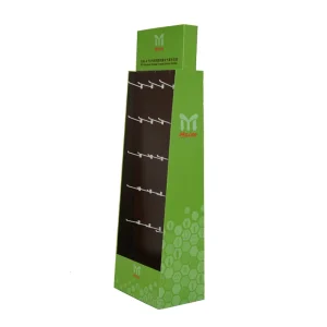 Supermarket Cardboard Display Stand with Hooks Retail Store Shelving