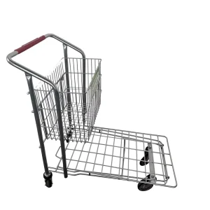 Supermarket Cart with Mesh Zinc Plated Metal Shopping Trolley