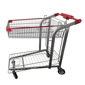 Supermarket Cart with Mesh Zinc Plated Metal Shopping Trolley