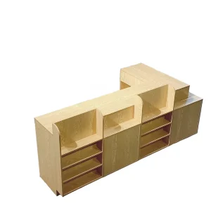 Supermarket Cash Desk Checkout Counter Cashier Table Customized Supermarket Wooden Cash Counter for Retail Store