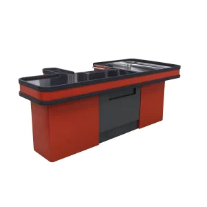 Supermarket Cash Register Checkout Counter with Small Cash Register and Chewing Gum Rack